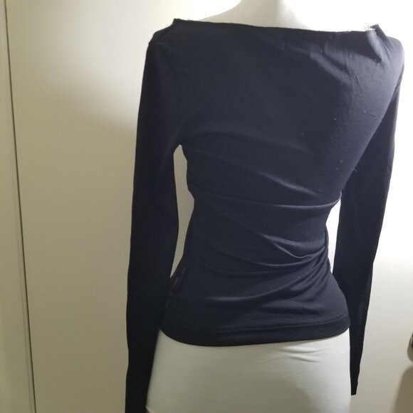 XOXO Brand black shirt with cute cut mesh on shoulder and side, size M - Picture 3 of 9